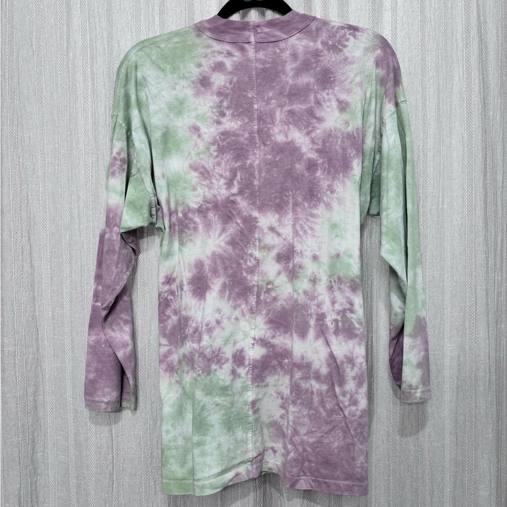 We The Free People Be Free Tie Dye Tee Green Purple Long Sleeve Top Boho M - Picture 4 of 12